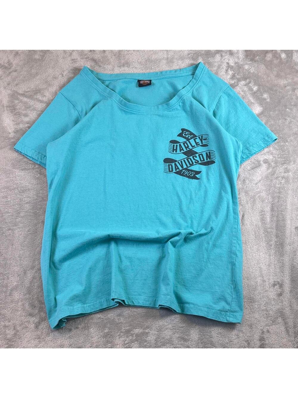 Y2K Harley-Davidson Wildhorse Bend Oregon T-Shirt Women’s Turquoise